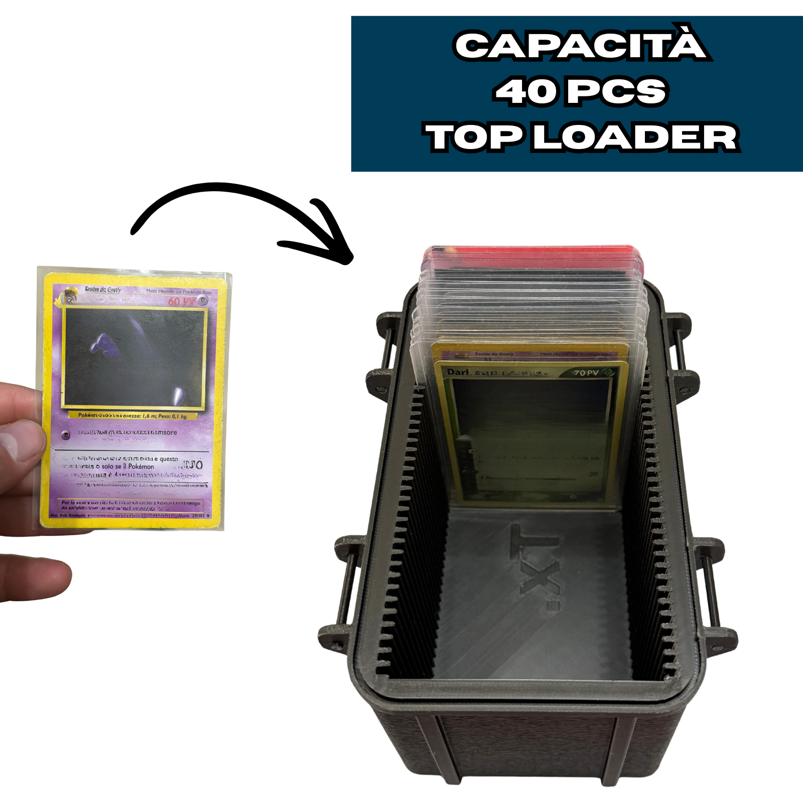 Valigetta Custodia Porta Carte Con Top Loader 40X Slot Regular per Pokémon Magic YuGiOh Panini One Piece accessori